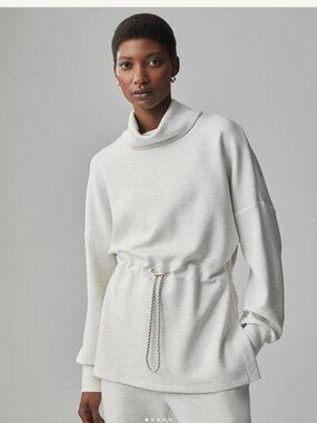 Varley Freya Sweat Doublesoft Funnel Neck Sweatshirt Ivory Marl